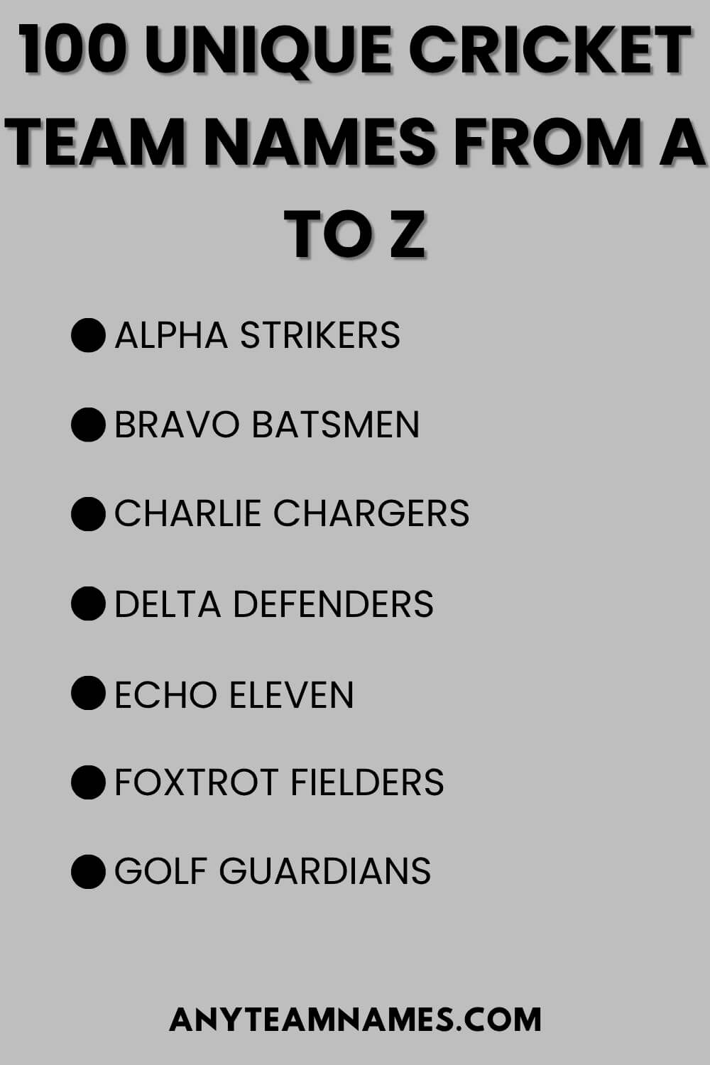 100 Unique Cricket Team Names From A TO Z