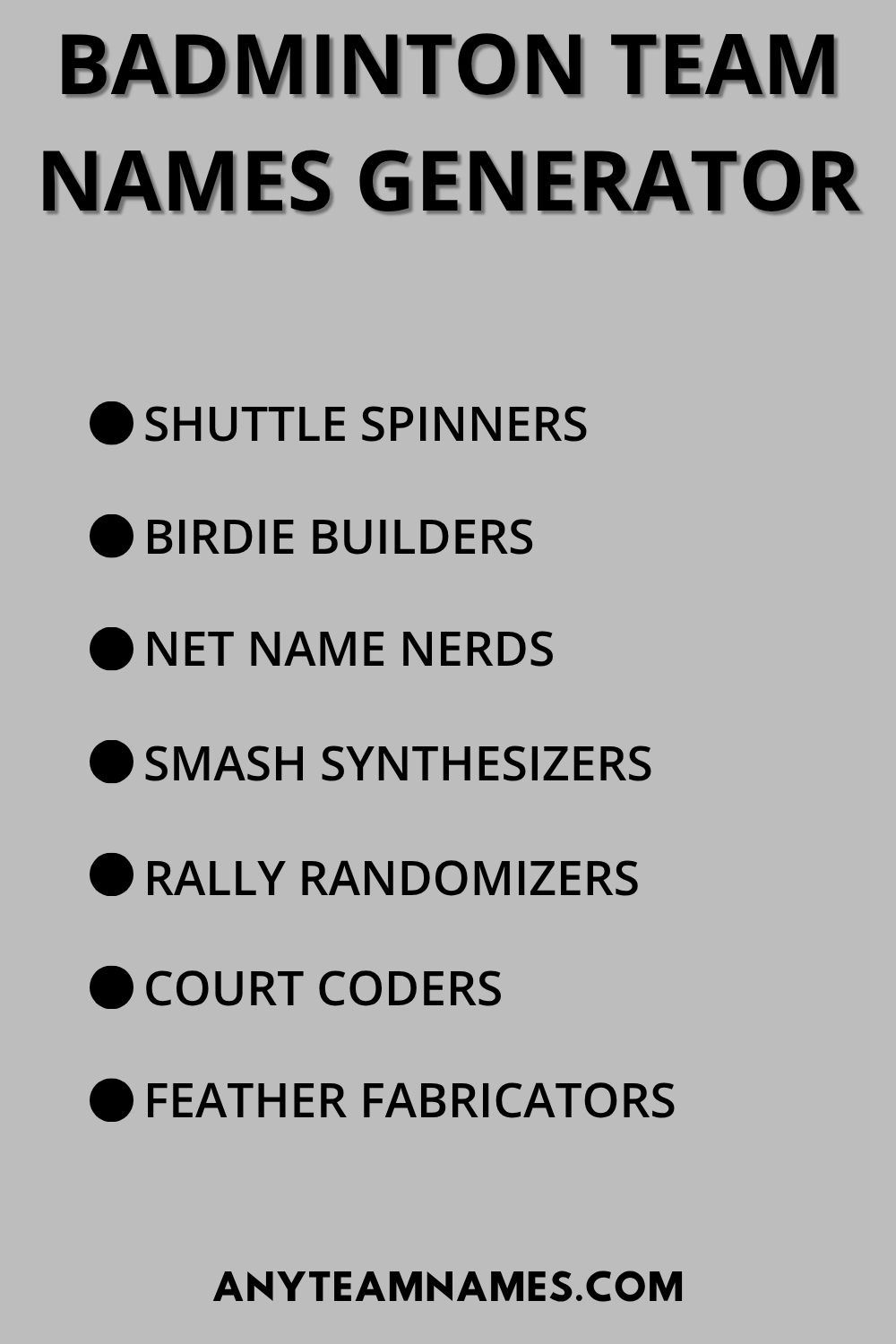 Badminton Team Names Generator