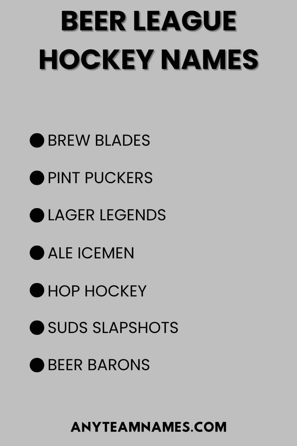Beer League Hockey Names