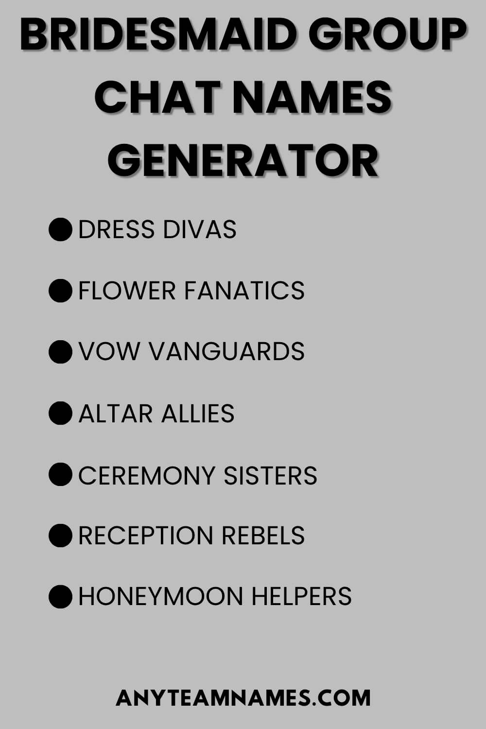 Bridesmaid Group Chat Names Generator