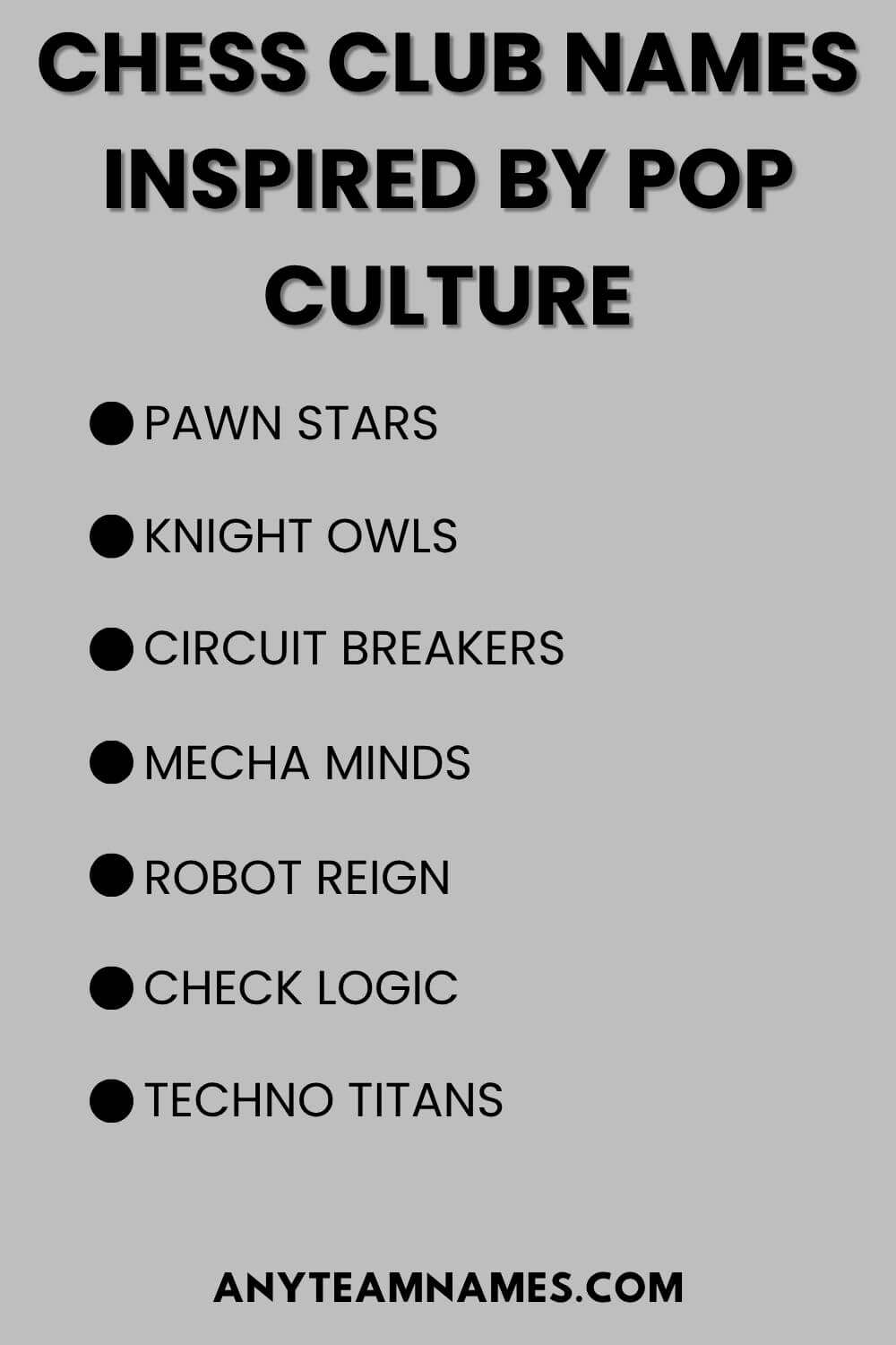 Chess Club Names Inspired By Pop Culture