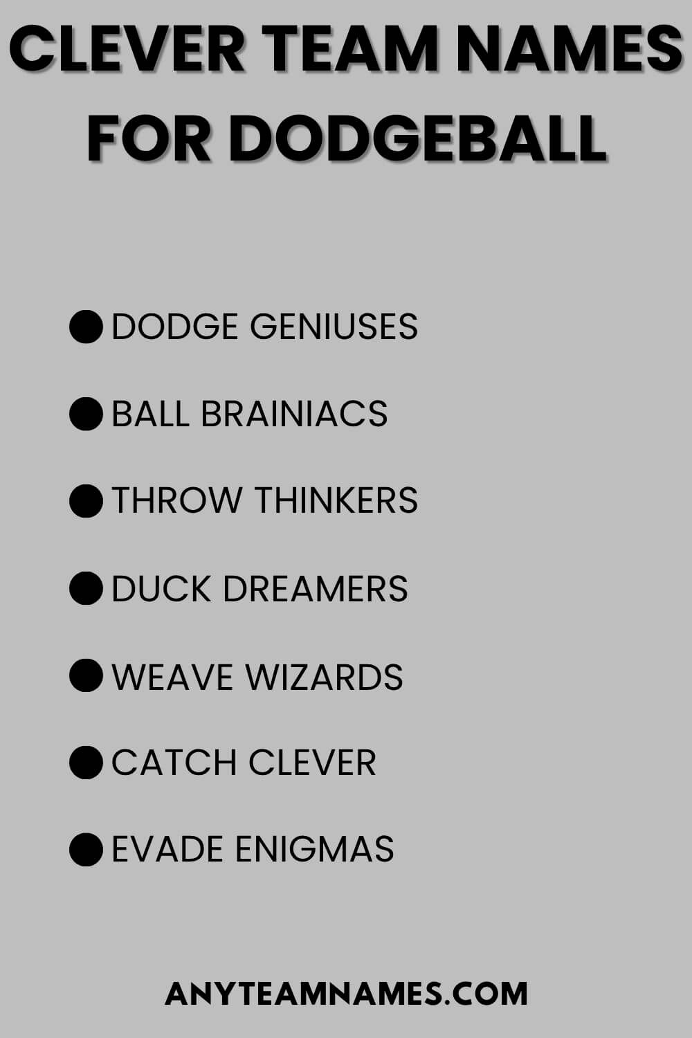 Clever Team Names For Dodgeball
