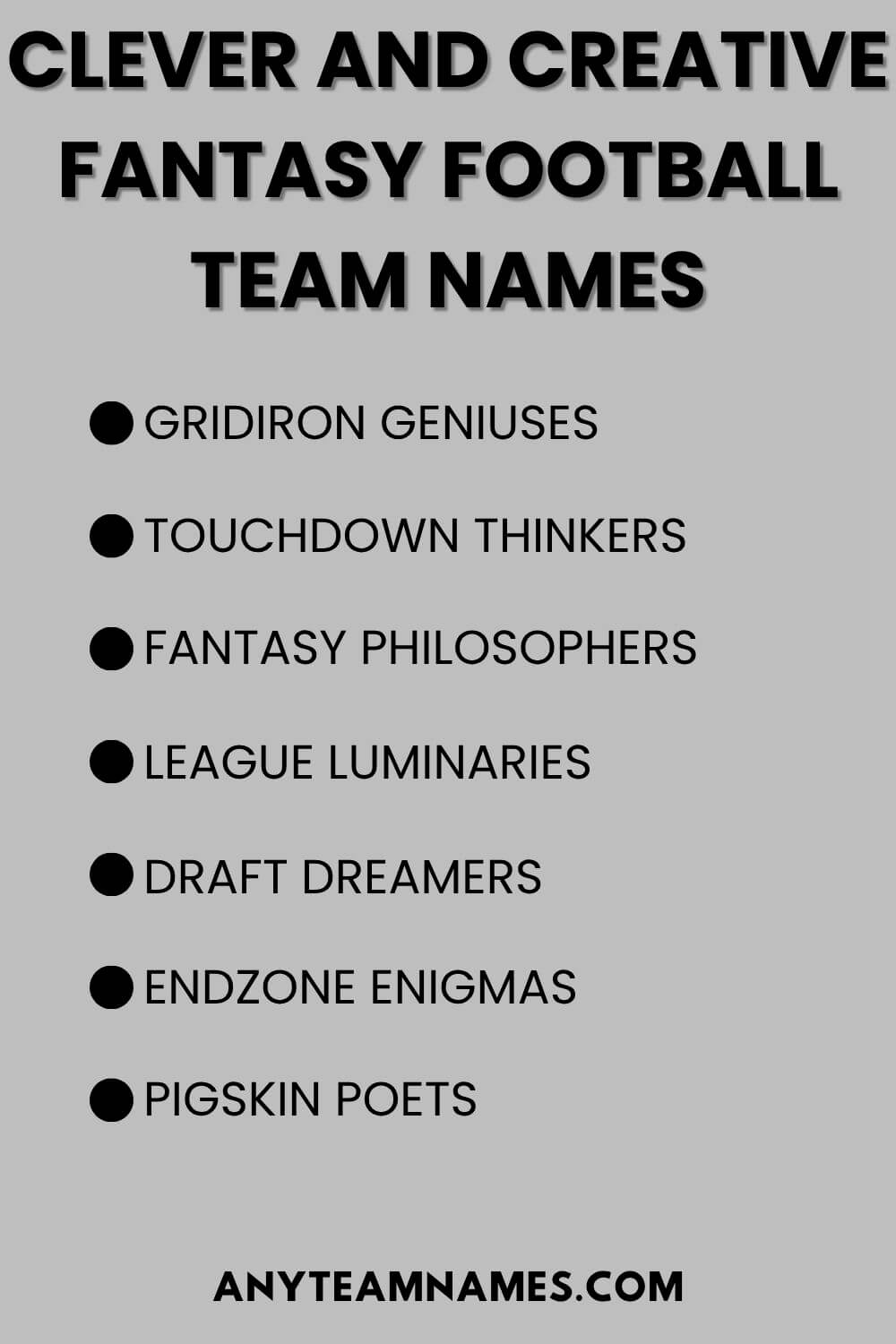 Clever and Creative Fantasy Football Team Names