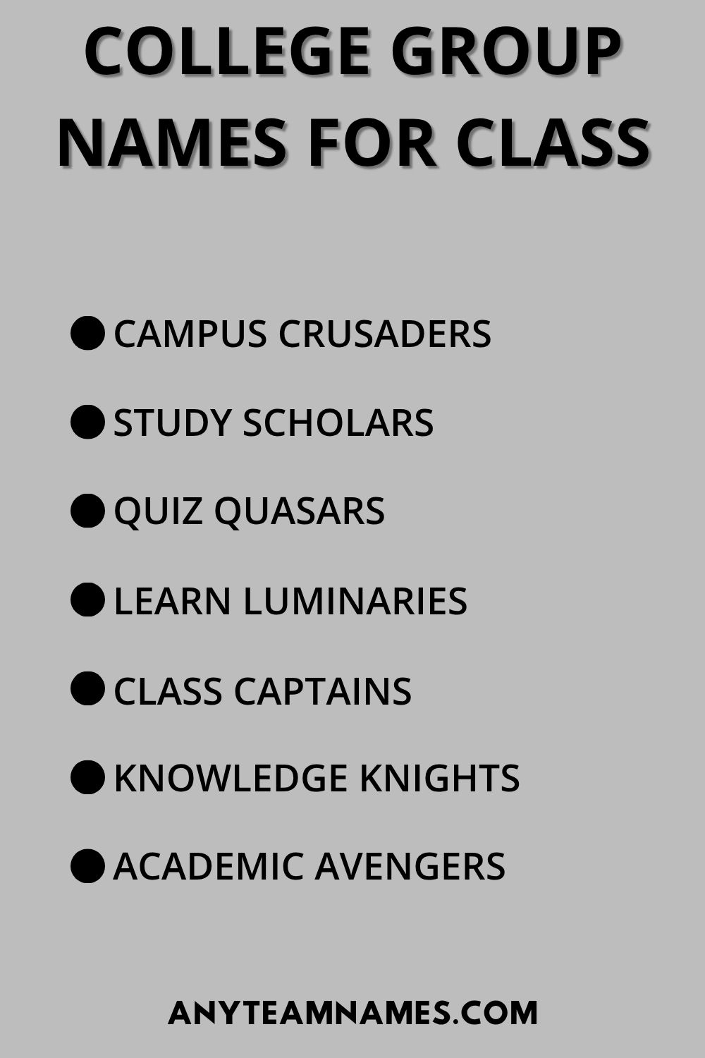 College Group Names for Class