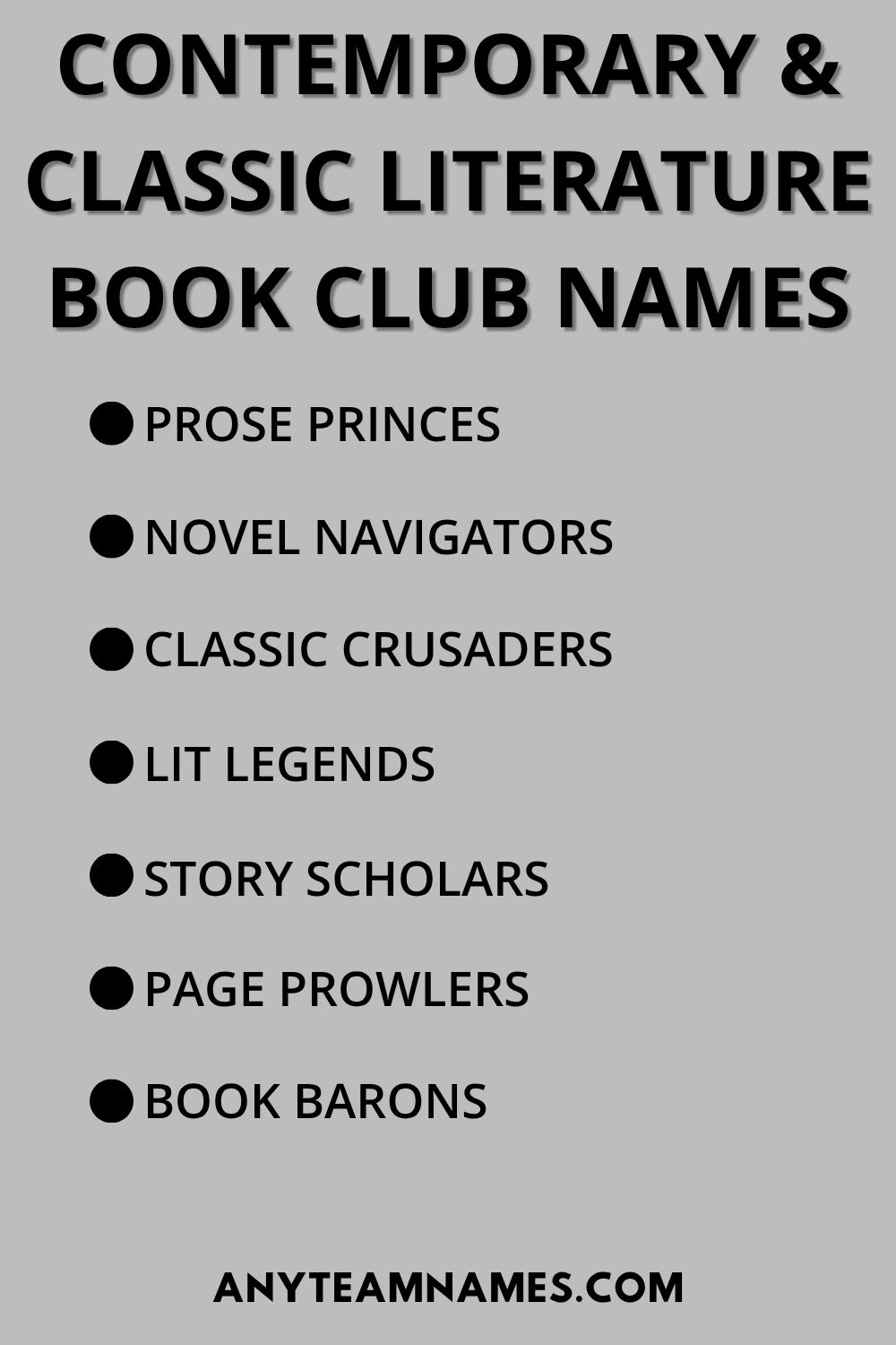 Contemporary & Classic Literature Book Club Names