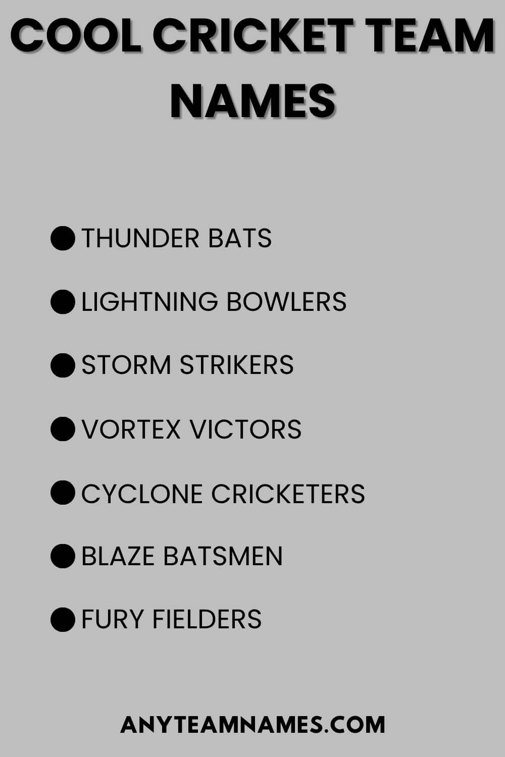 Cool Cricket Team Names