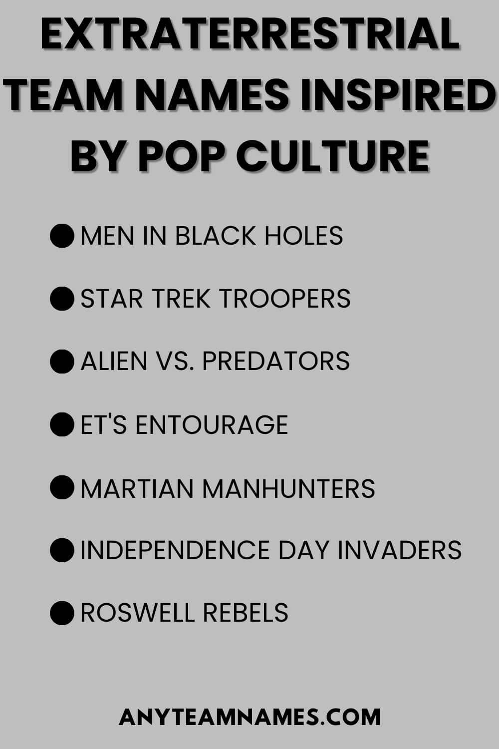Extraterrestrial Team Names Inspired By Pop Culture