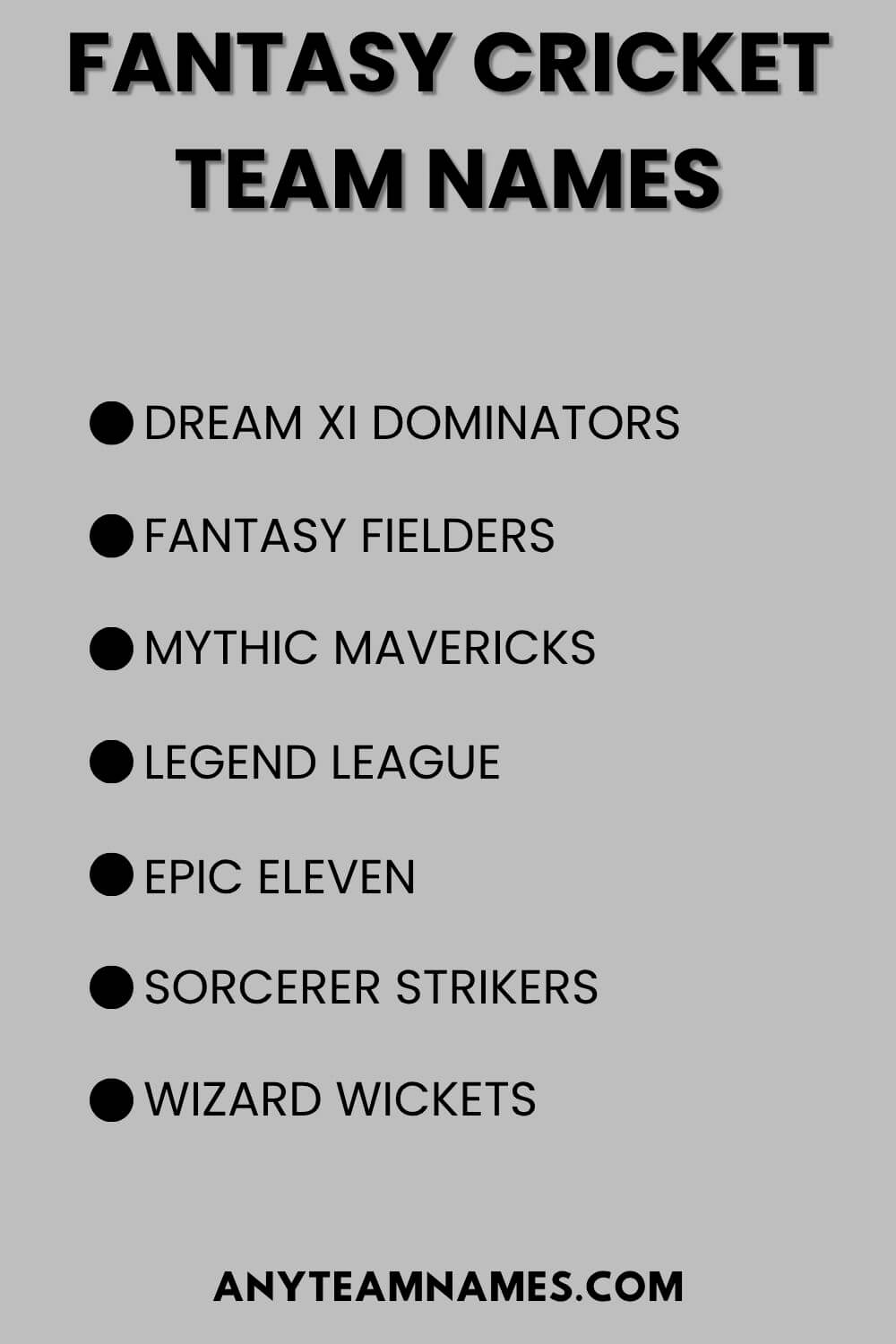 Fantasy Cricket Team Names