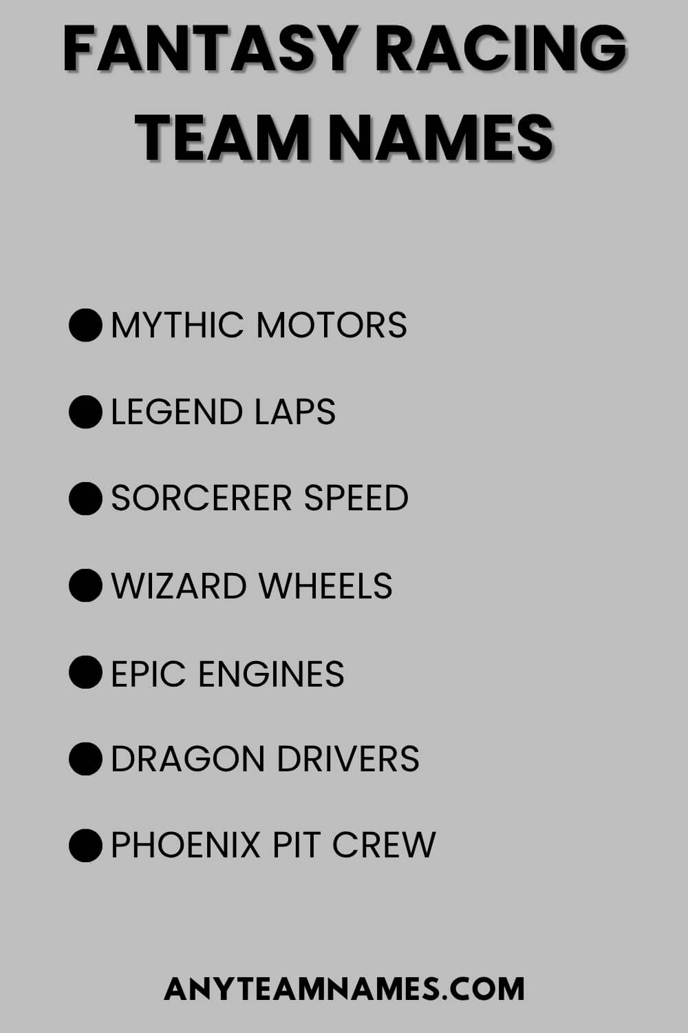 Fantasy Racing Team Names