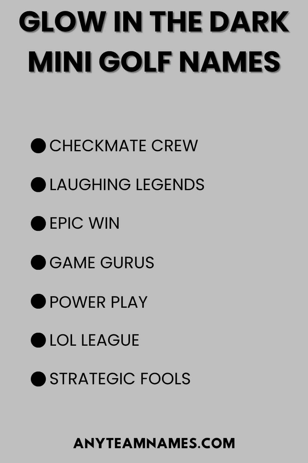 Glow In The Dark Mini Golf Names