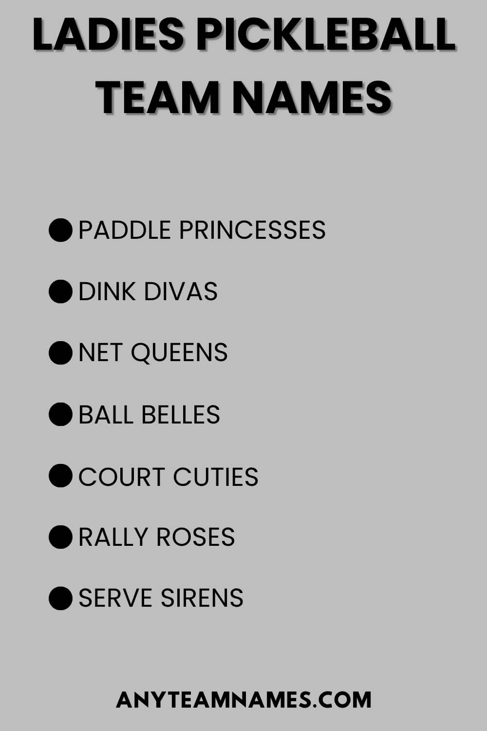 Ladies Pickleball Team Names