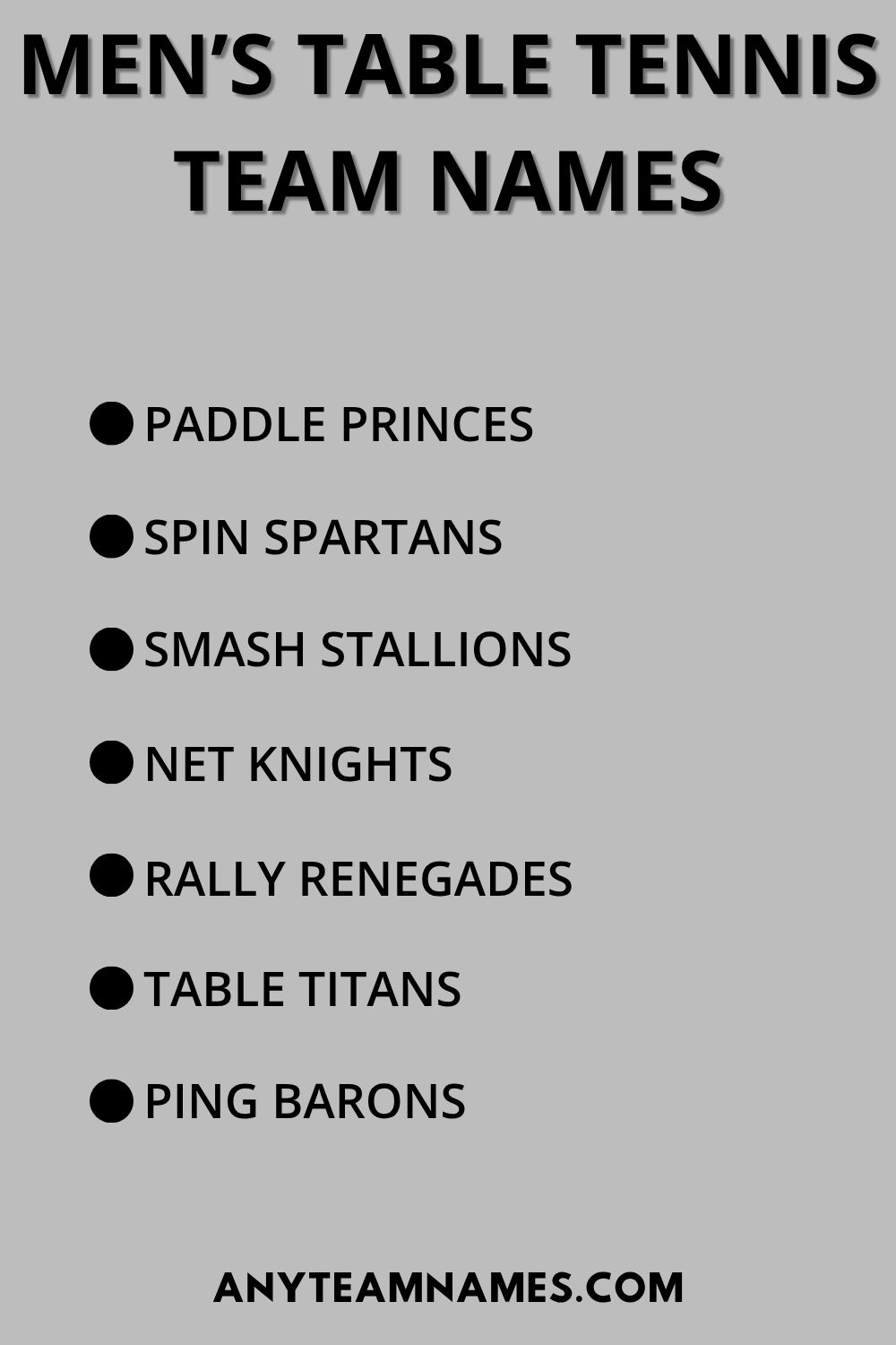 250+ Funny Ping Pong Team Names to Smash the Competition Men’s Table Tennis Team Names