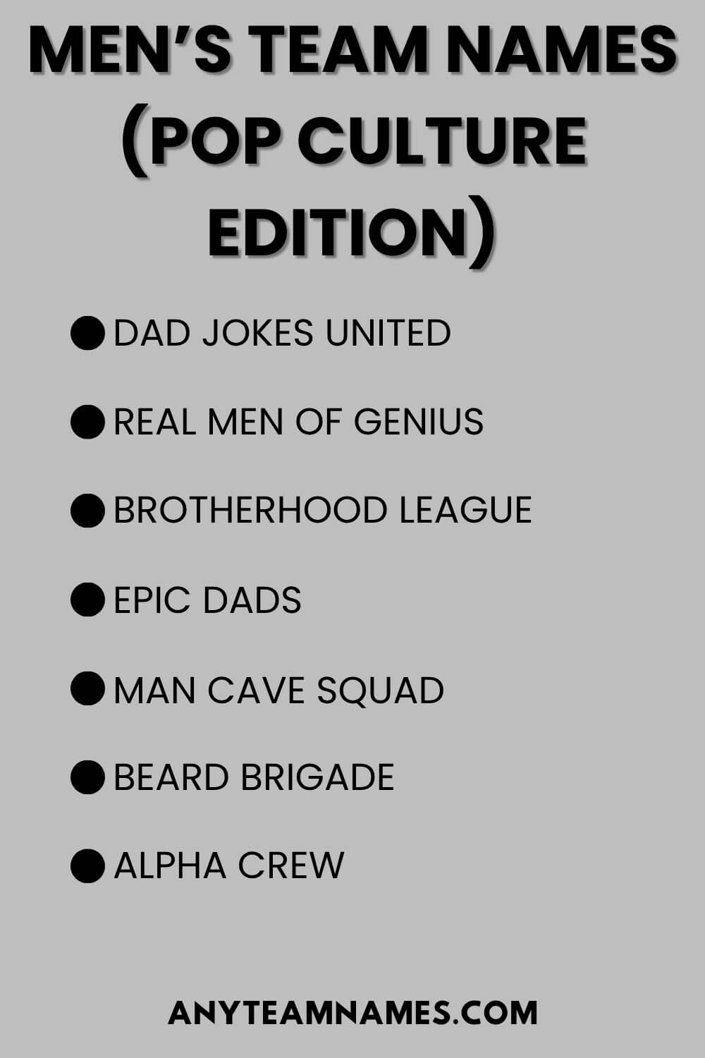 Men’s Team Names (Pop Culture Edition)