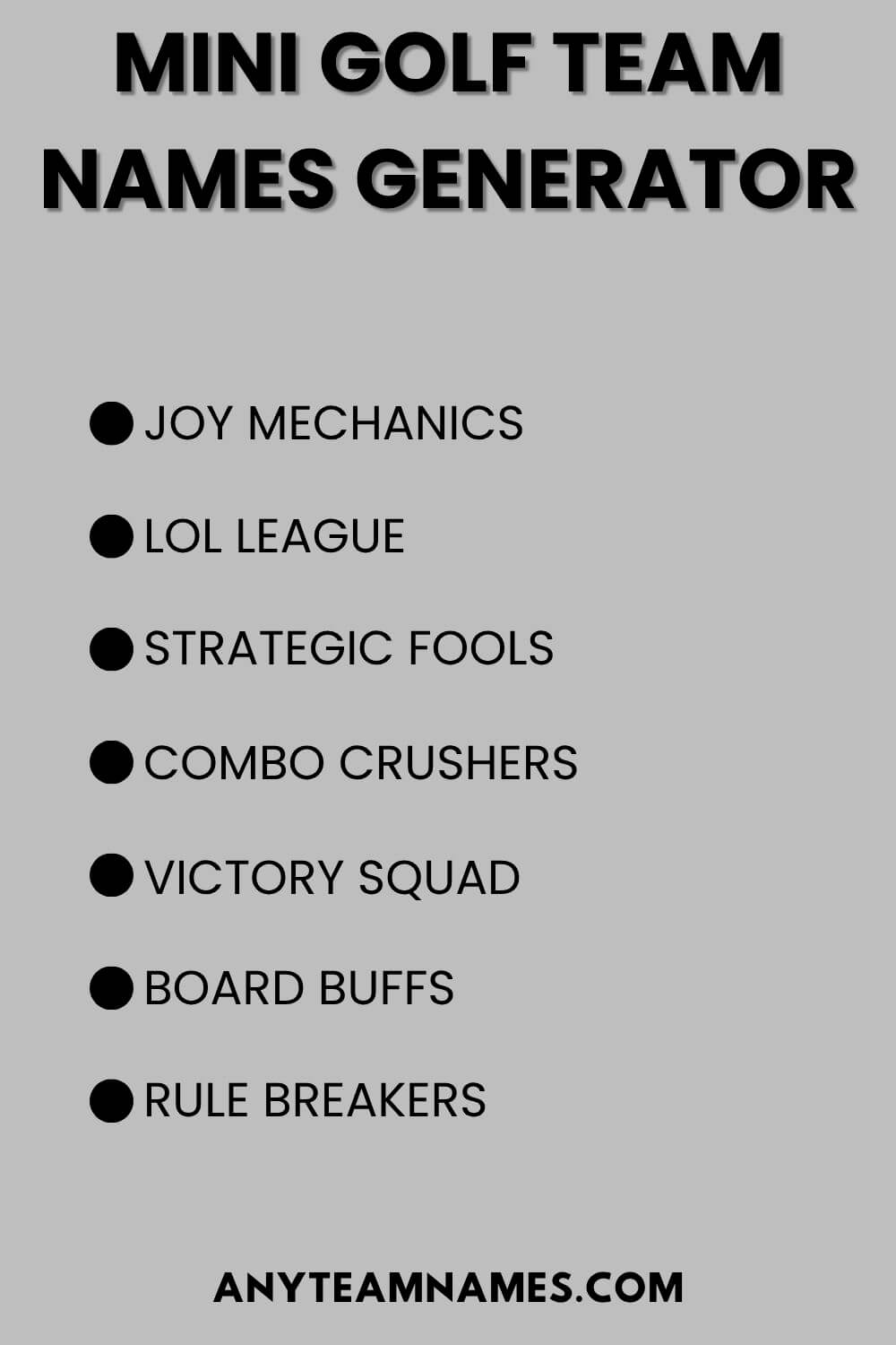 Mini Golf Team Names Generator