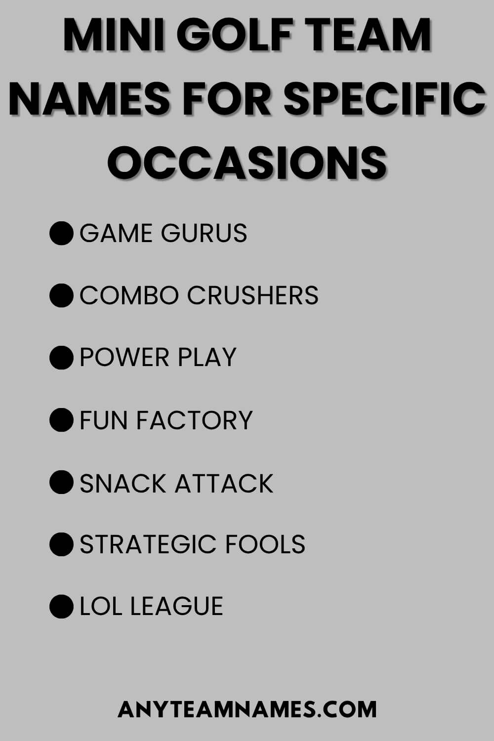 Mini Golf Team Names for Specific Occasions