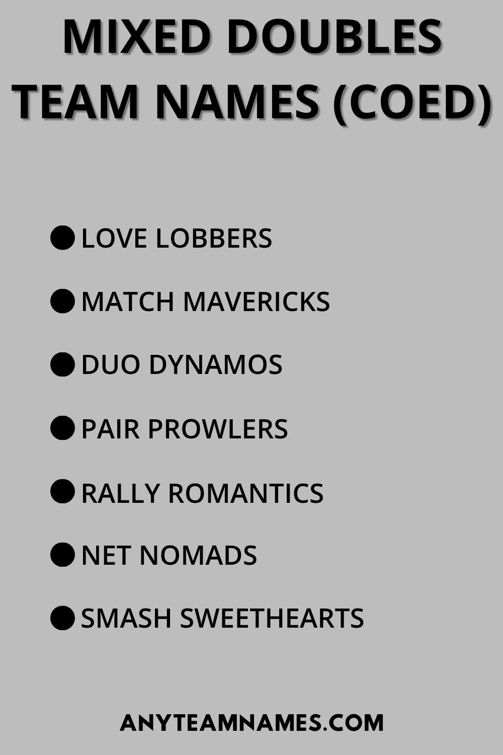 Mixed Doubles Team Names (Coed)