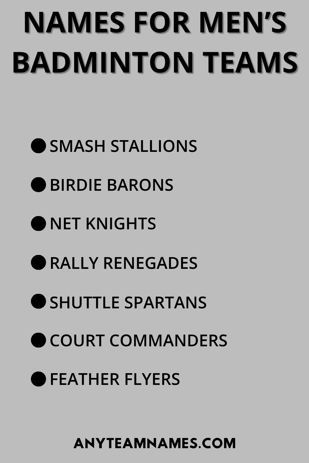 Names For Men’s Badminton Teams