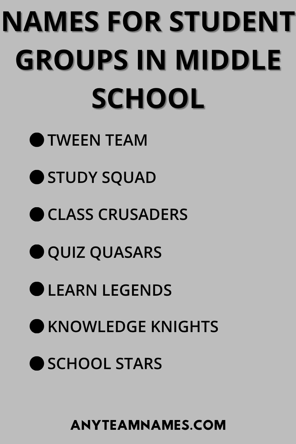 Names for Student Groups in Middle School