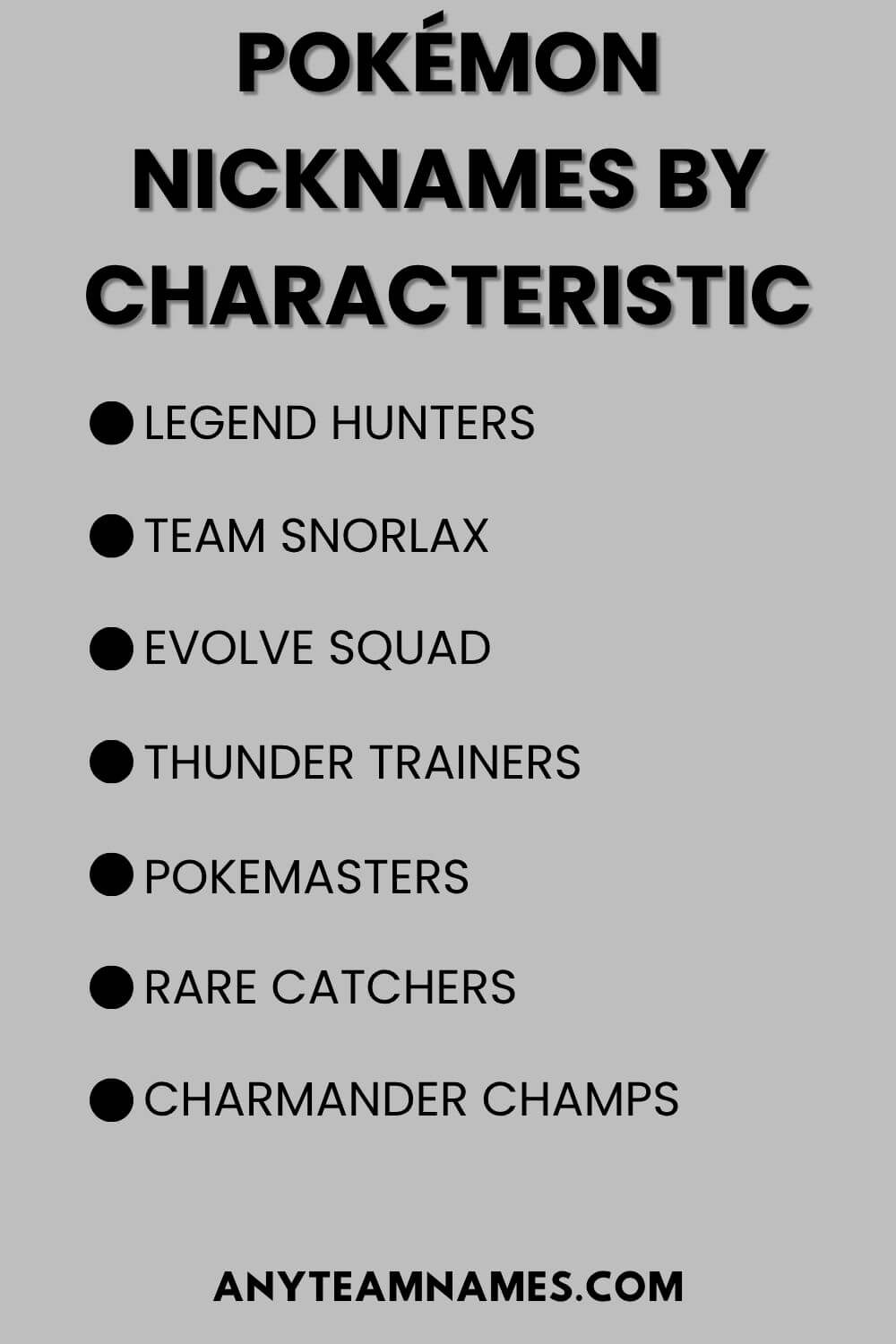 Pokémon Nicknames By Characteristic