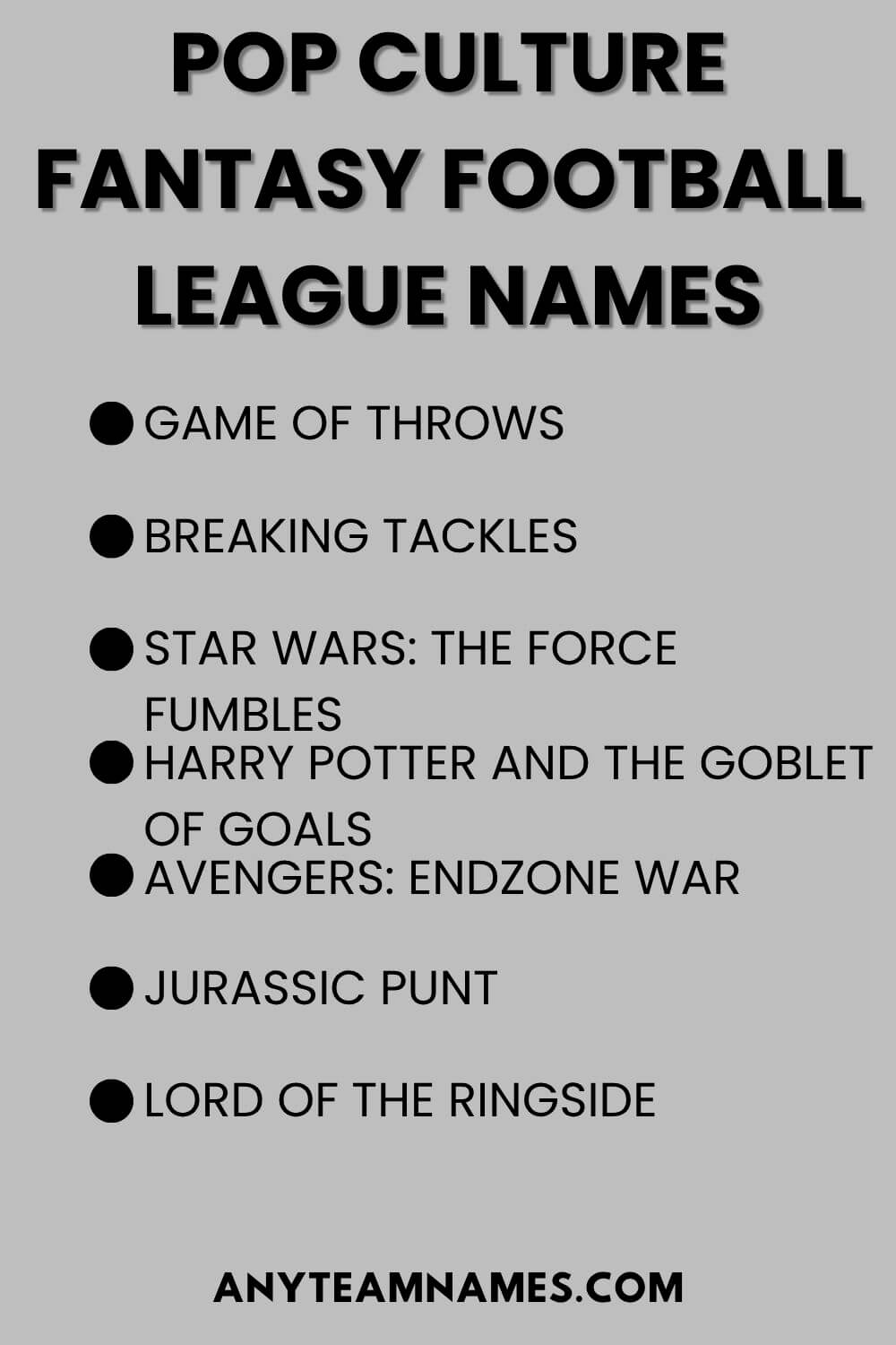 Pop Culture Fantasy Football League Names