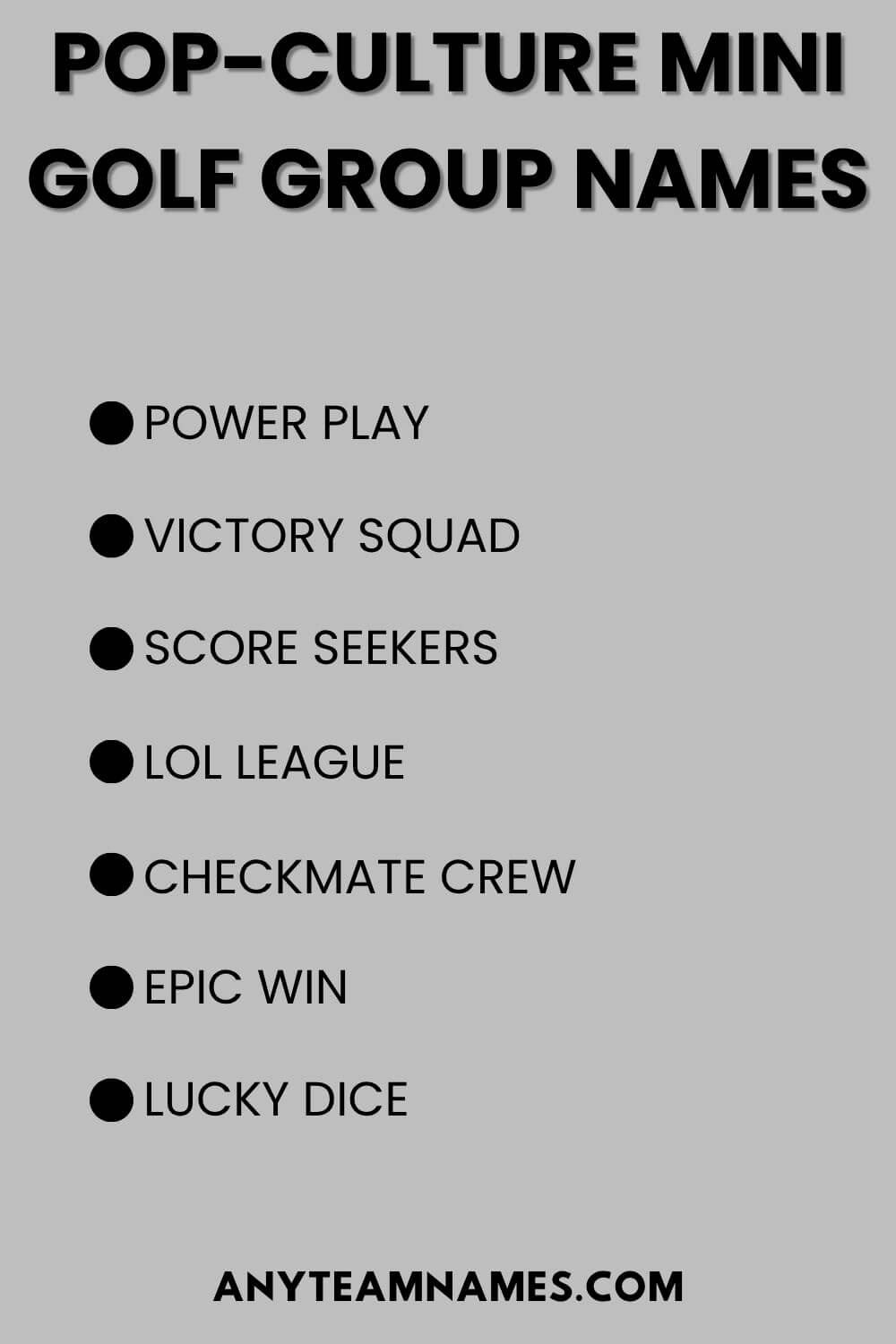 Pop-Culture Mini Golf Group Names