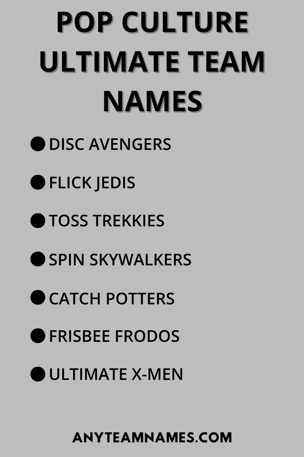 Pop Culture Ultimate Team Names