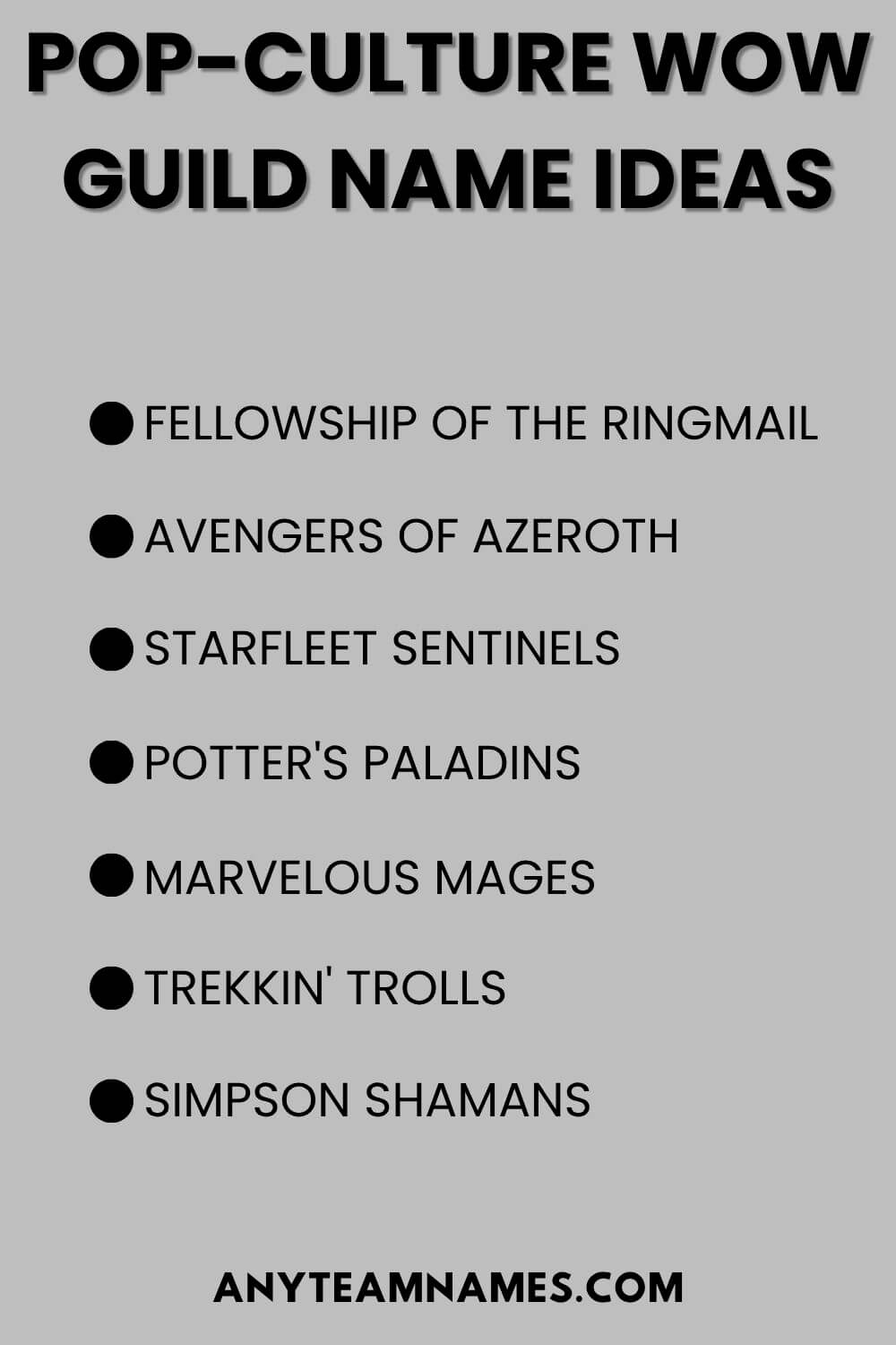 Pop-Culture WOW Guild Name Ideas