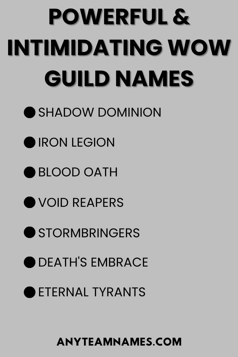 Powerful & Intimidating WOW Guild Names