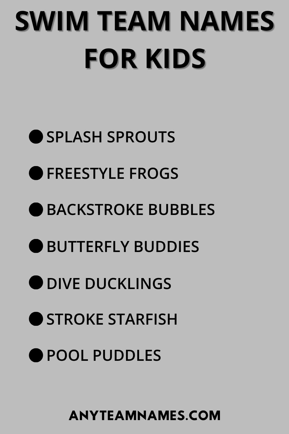 Swim Team Names For Kids
