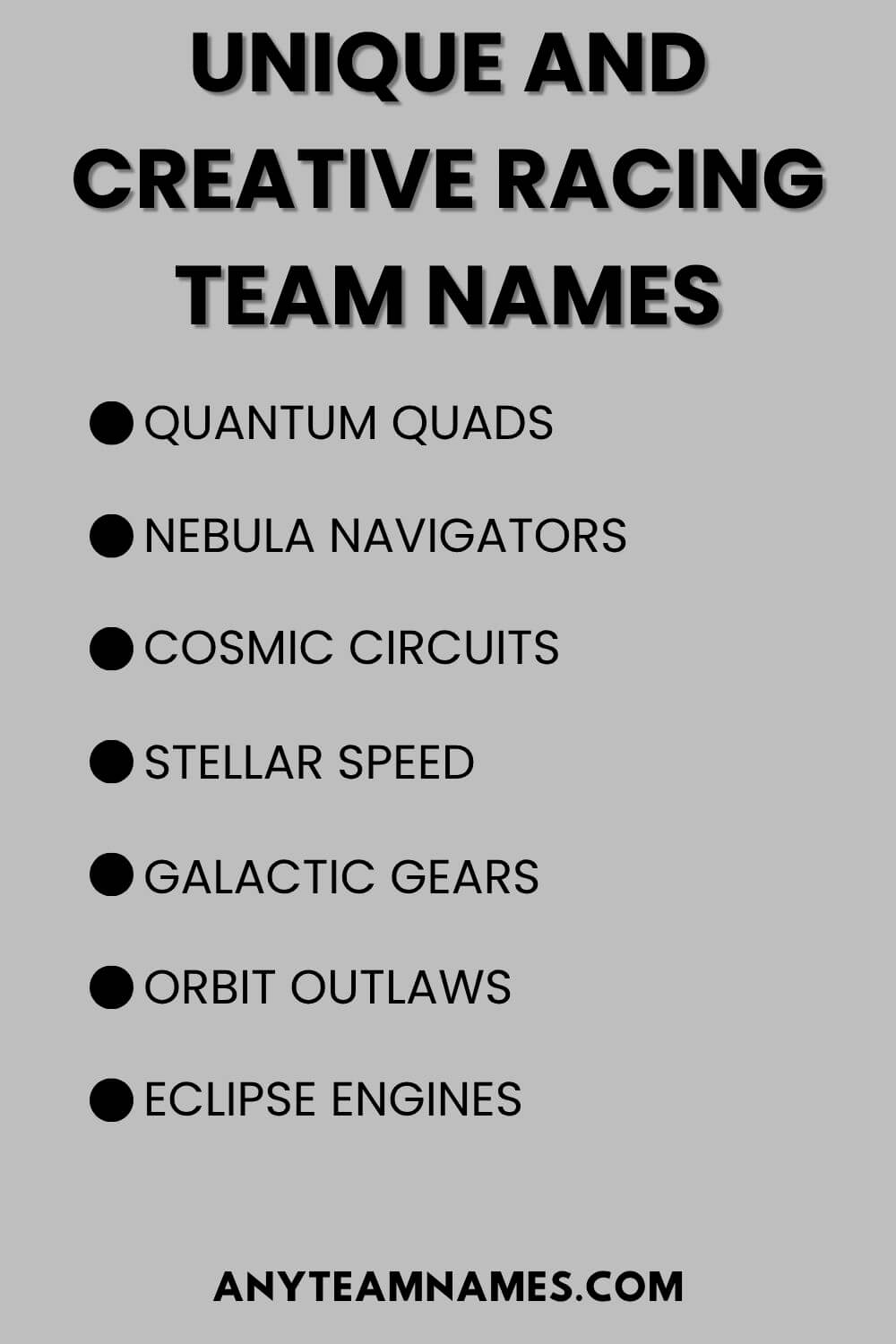 Unique and Creative Racing Team Names