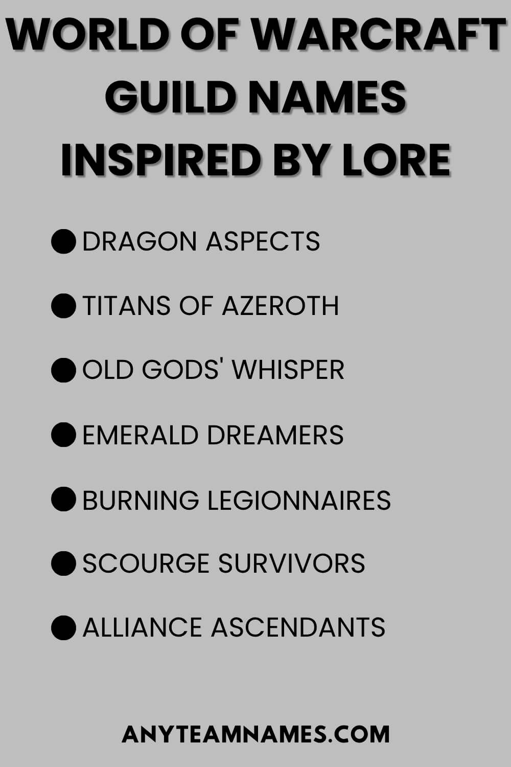 World Of Warcraft Guild Names Inspired By Lore