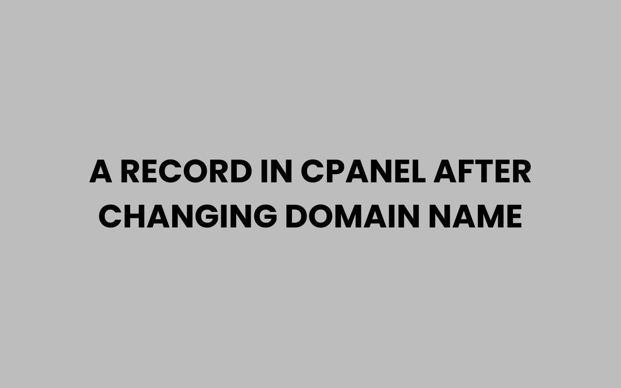 a record in cpanel after changing domain name