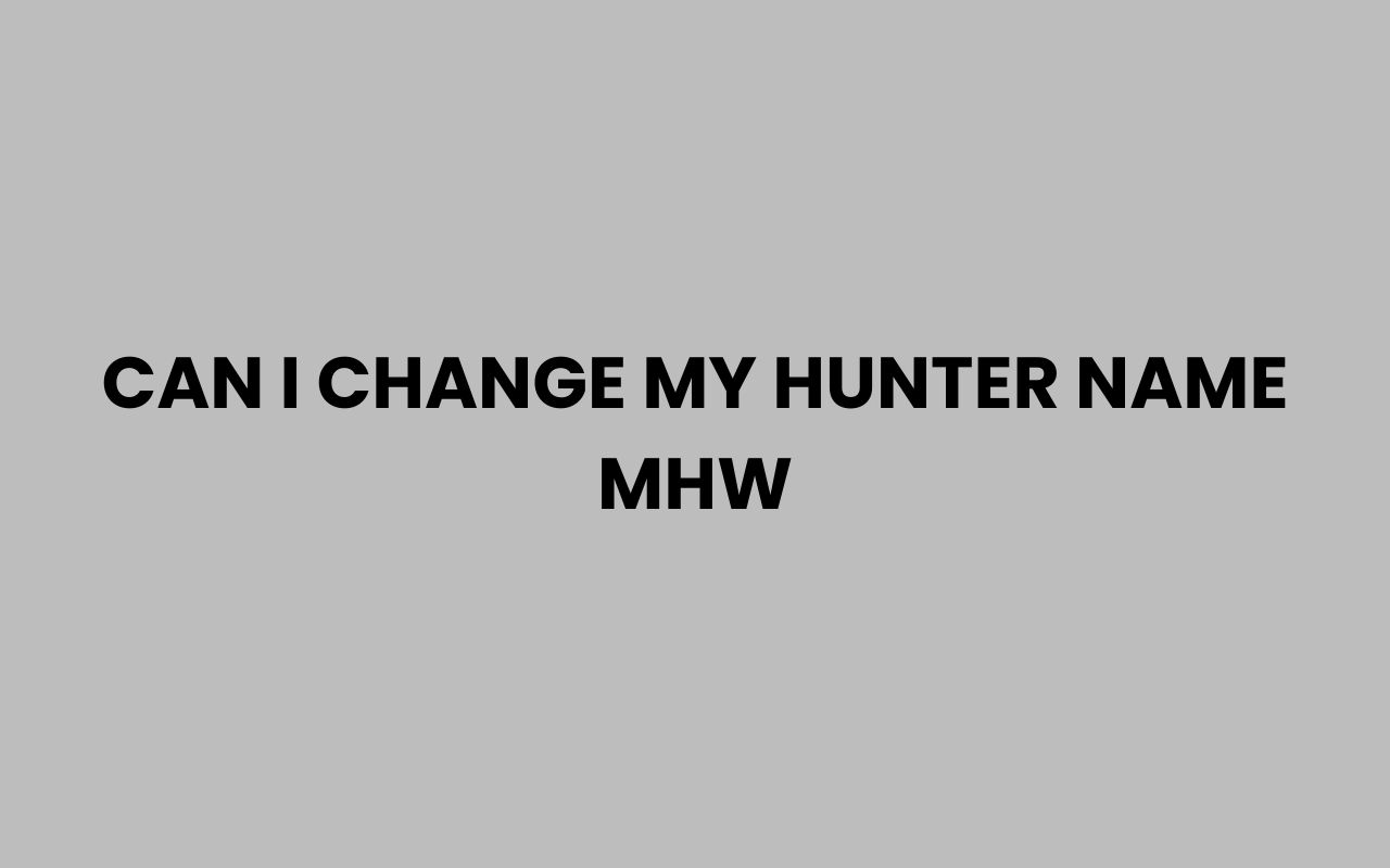 can i change my hunter name mhw
