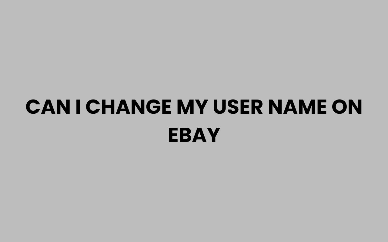 can i change my user name on ebay