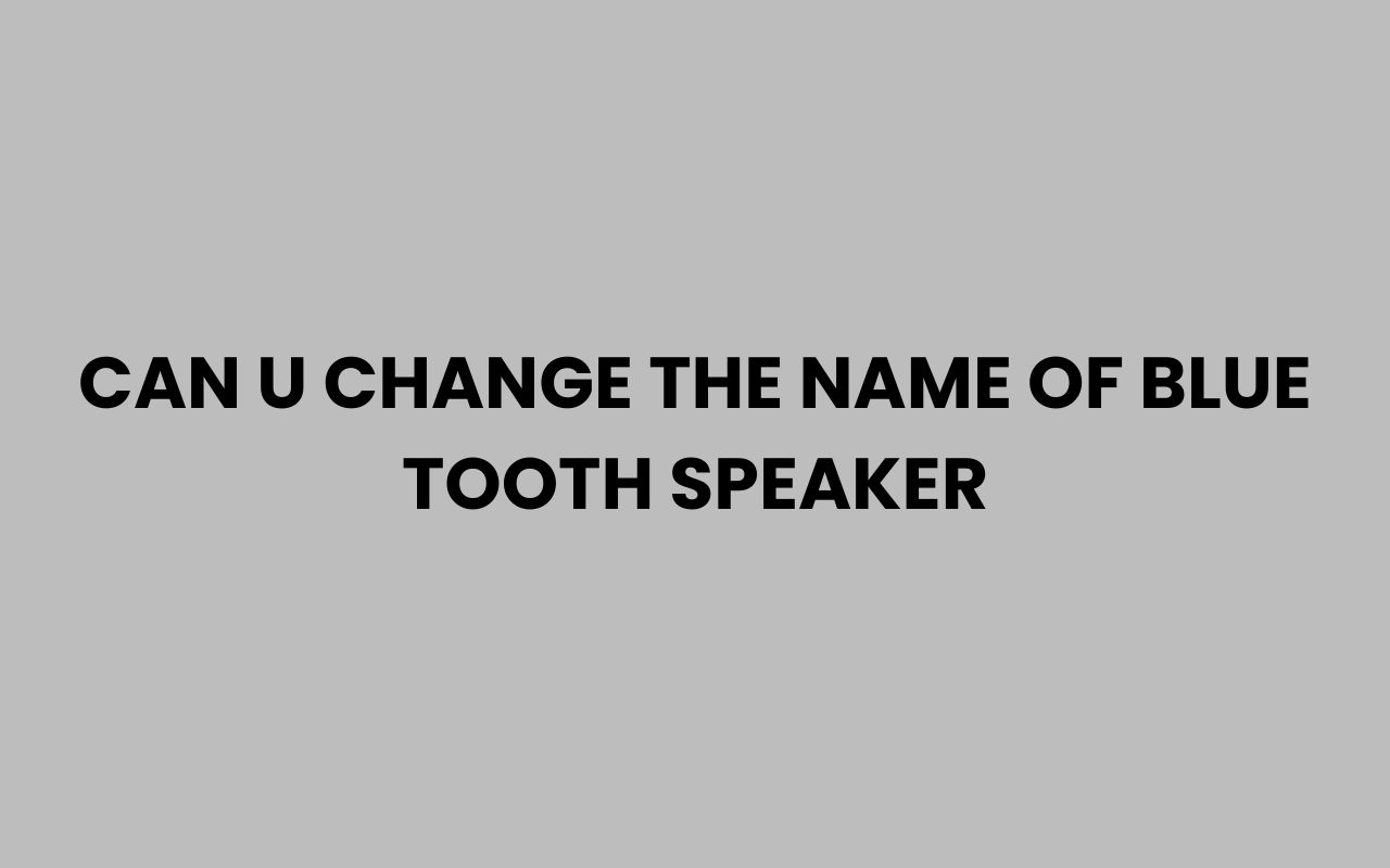can u change the name of blue tooth speaker