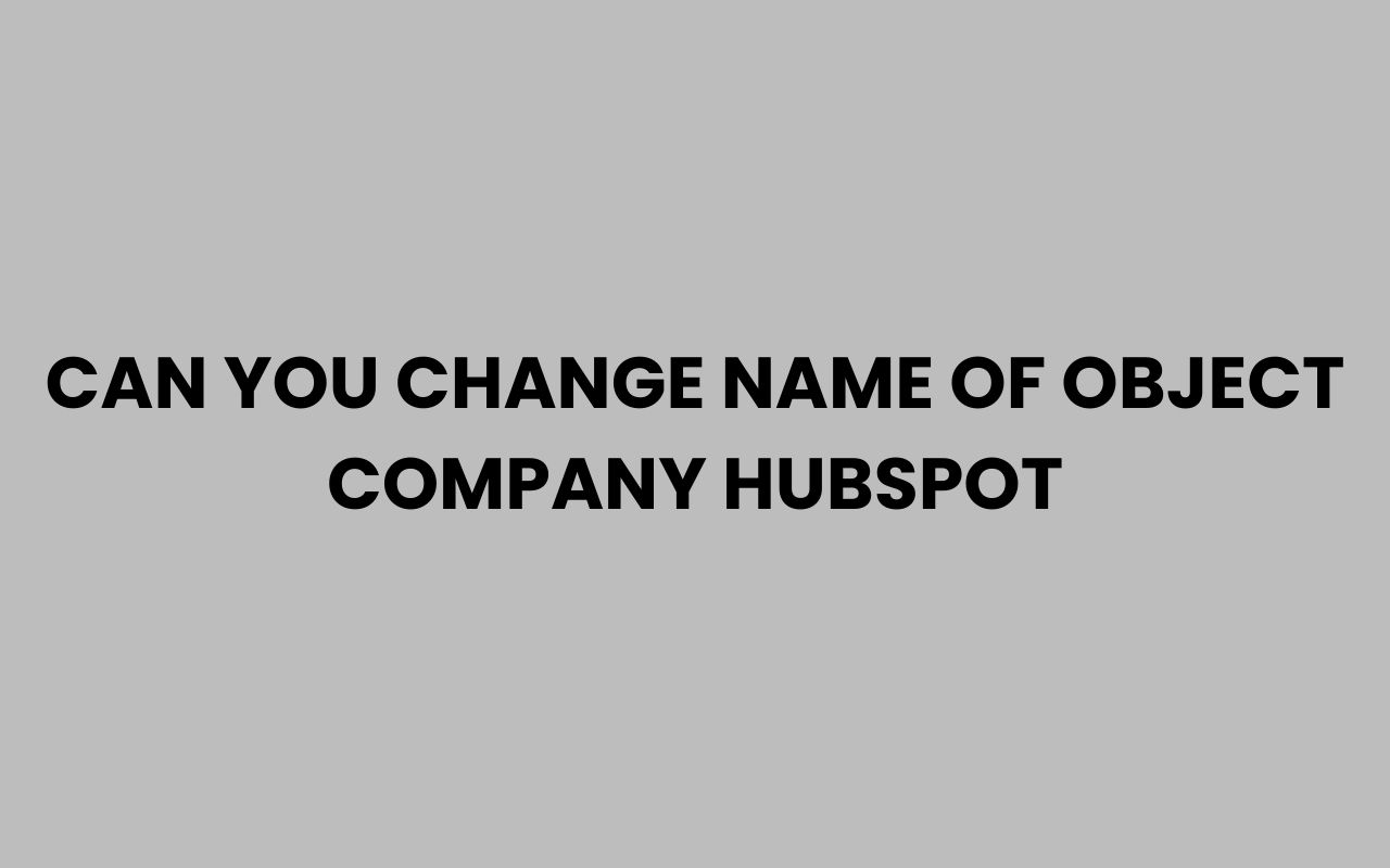 can you change name of object company hubspot