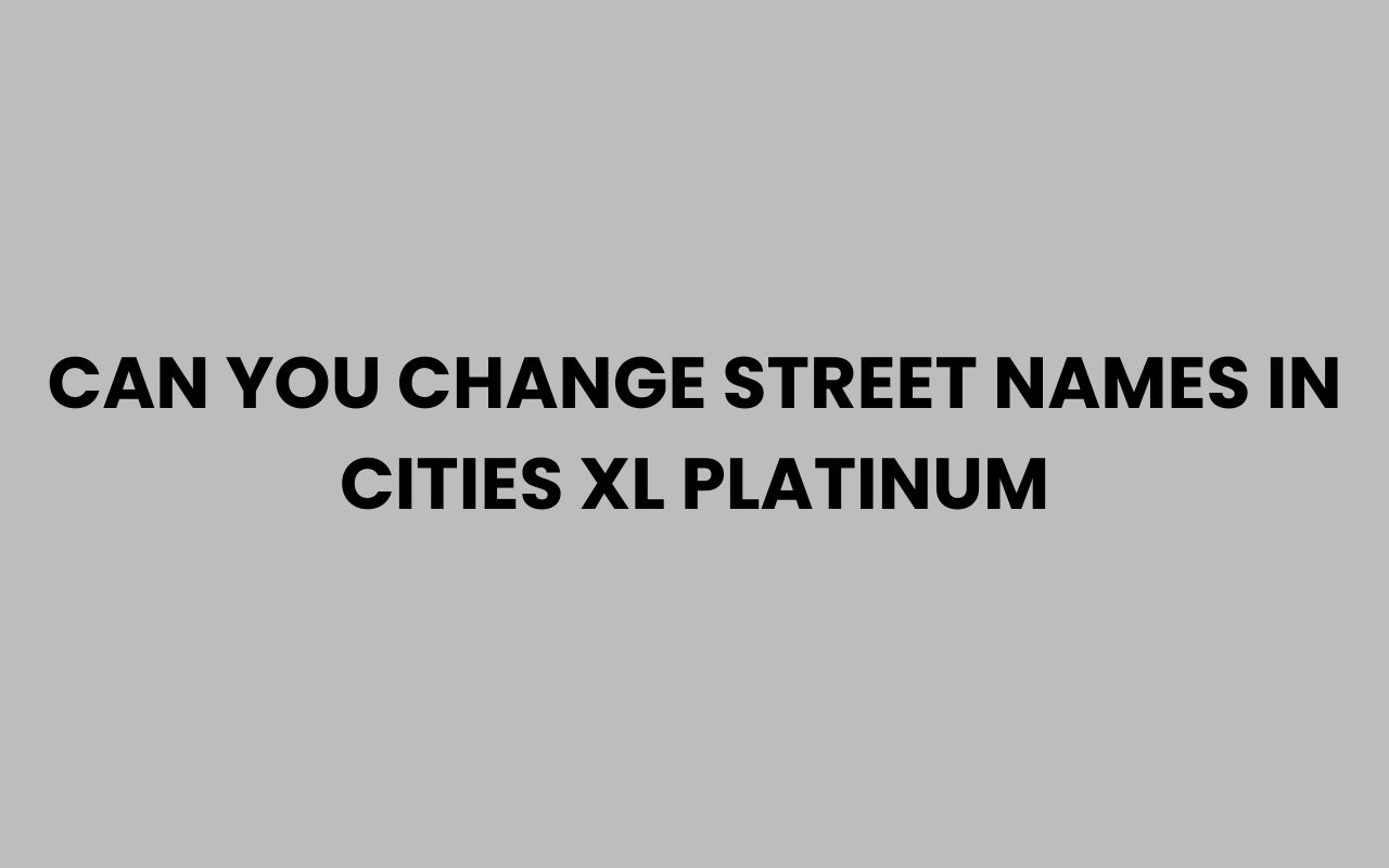 can you change street names in cities xl platinum