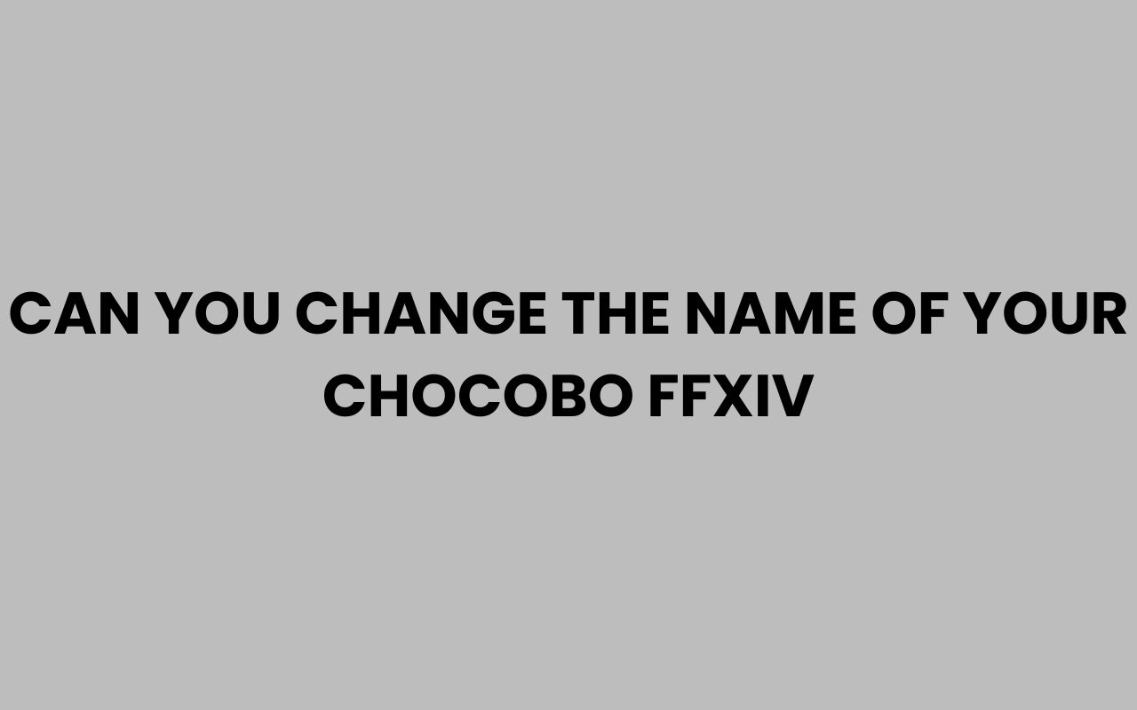 can you change the name of your chocobo