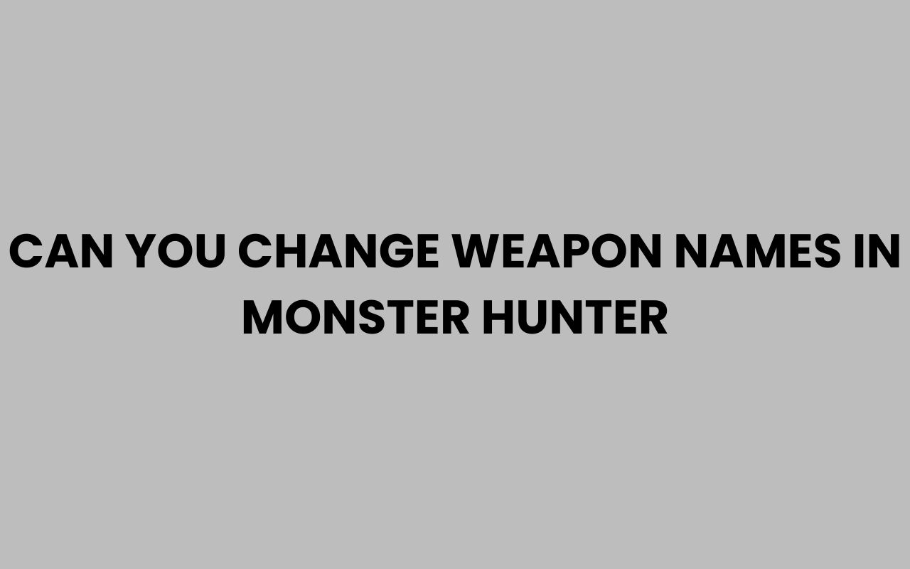 can you change weapon names in monster hunter