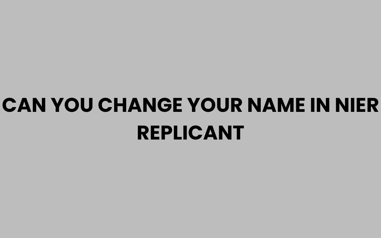 can you change your name in nier replicant