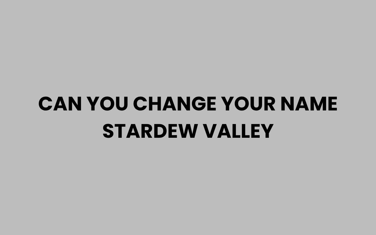 can you change your name stardew valley