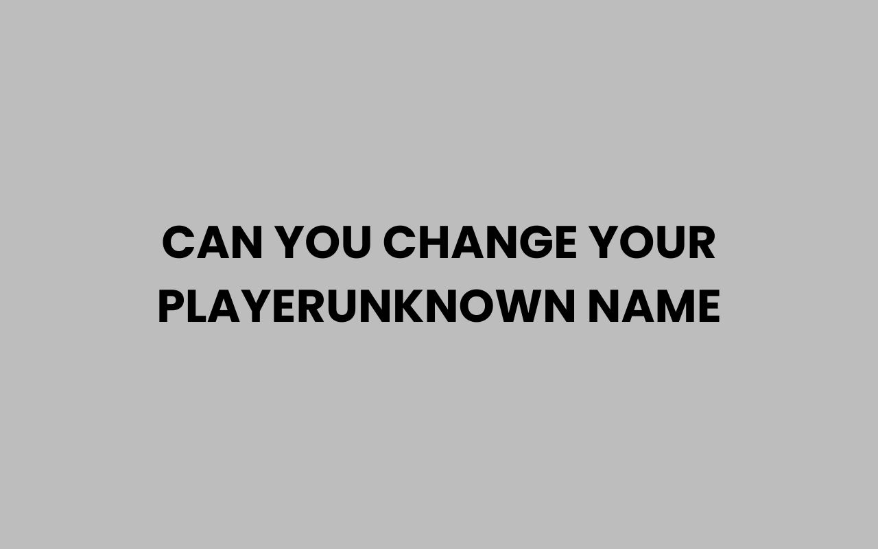 can you change your playerunknown name