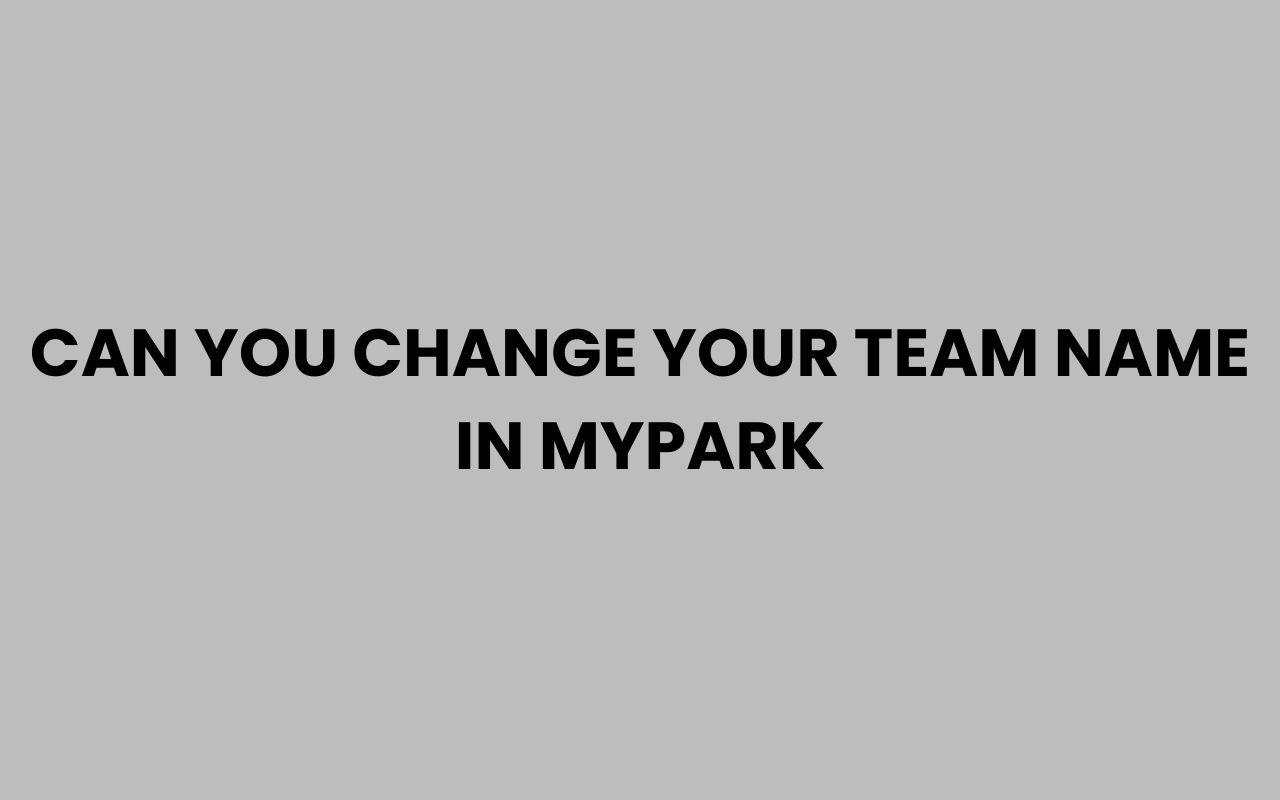 can you change your team name in mypark