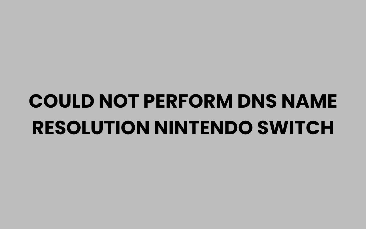 could not perform dns name resolution nintendo switch