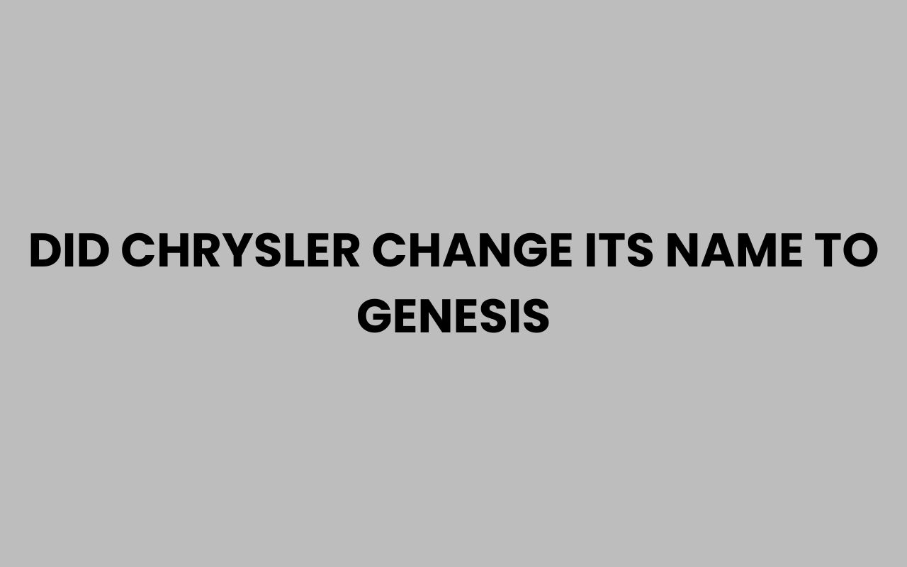 did chrysler change its name to genesis