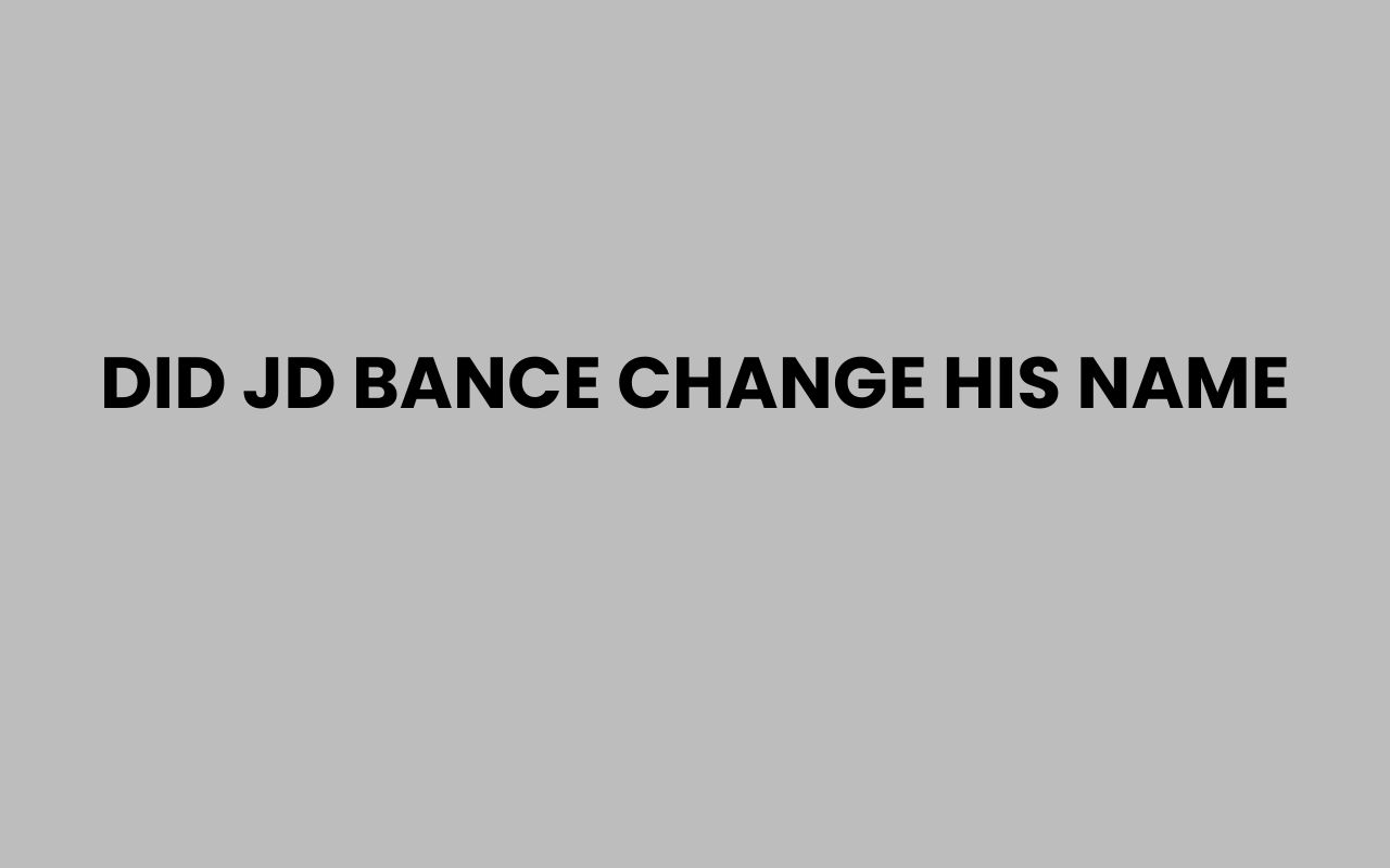 did jd bance change his name