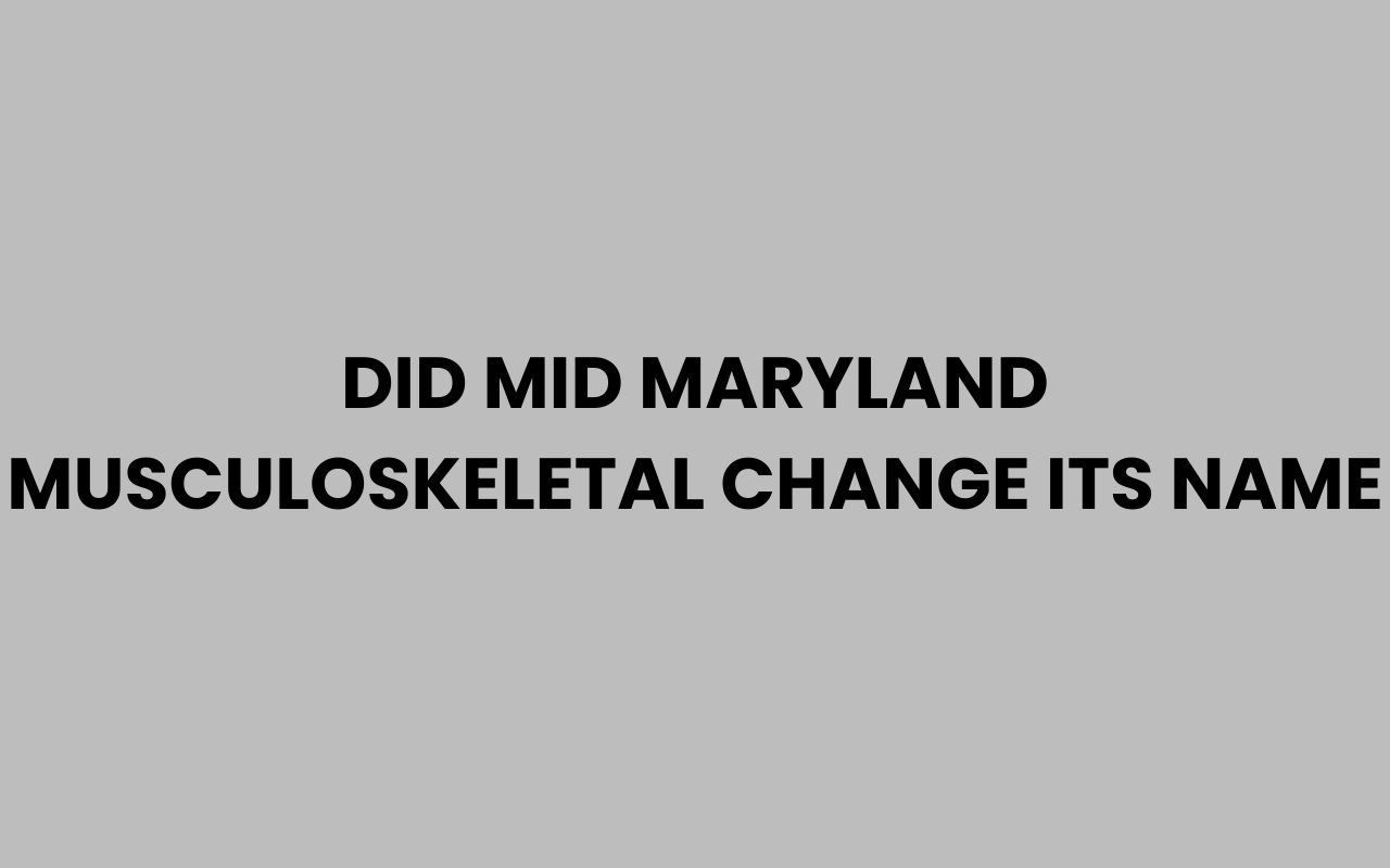 did mid maryland musculoskeletal change its name