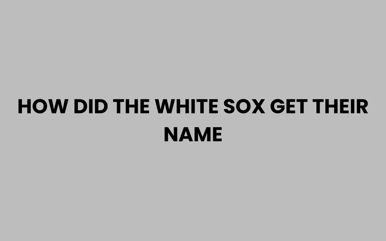 how did the white sox get their name