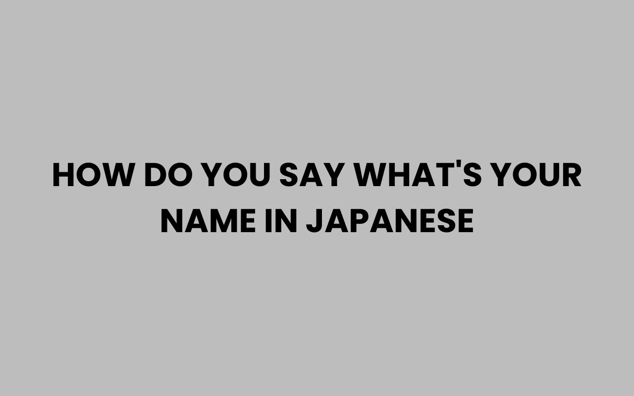 how do you say whats your name in japanese