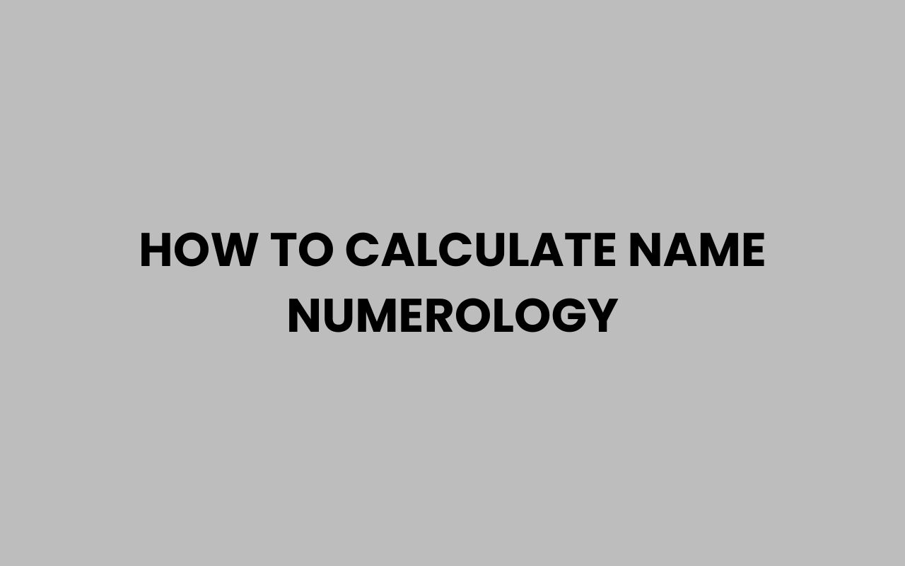 how to calculate name numerology